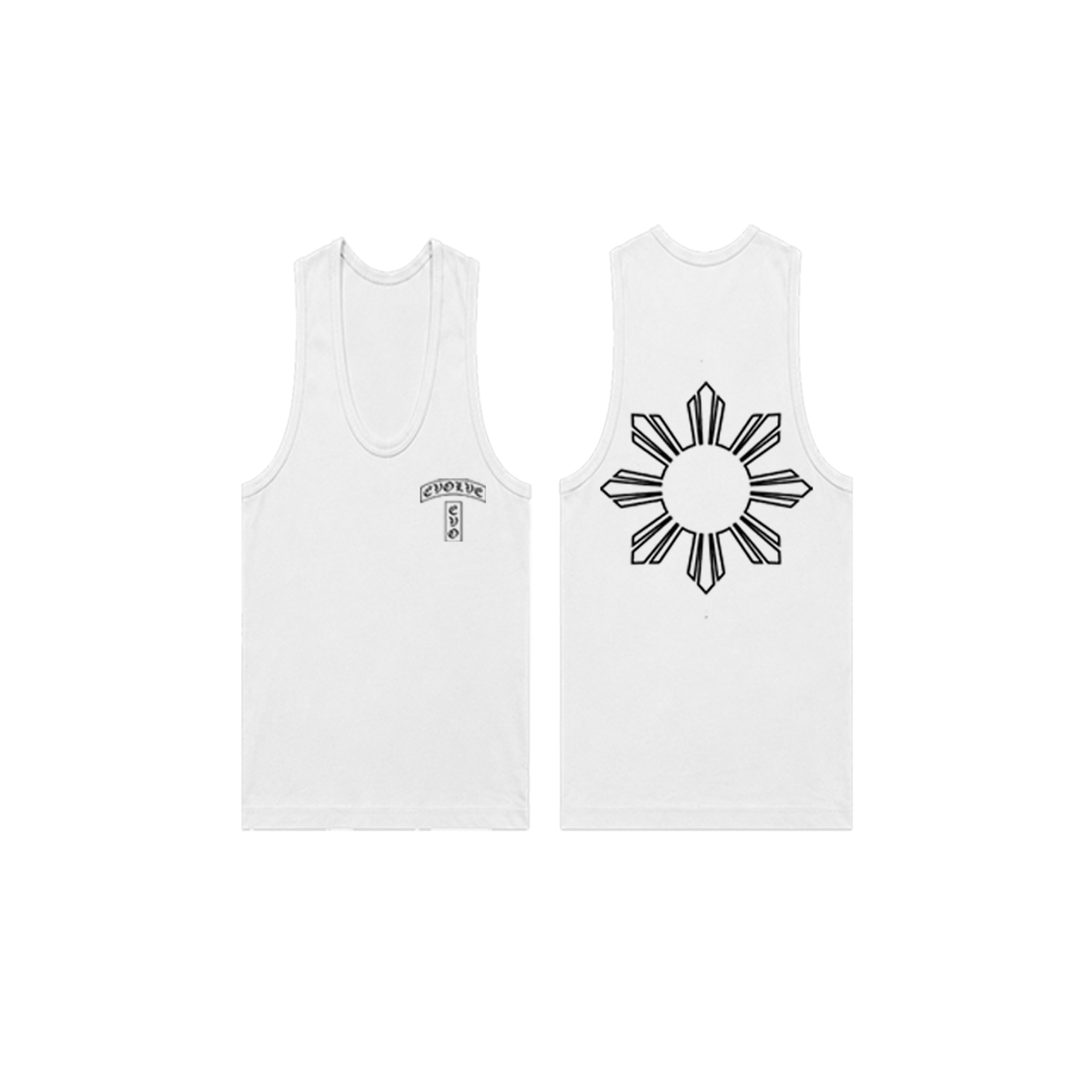 WHITE TANK TOP - SUN (BLACK)