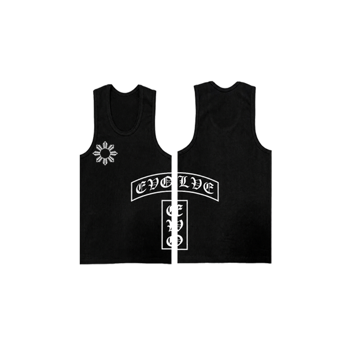BLACK TANK TOP - SIDE PRINT (WHITE)
