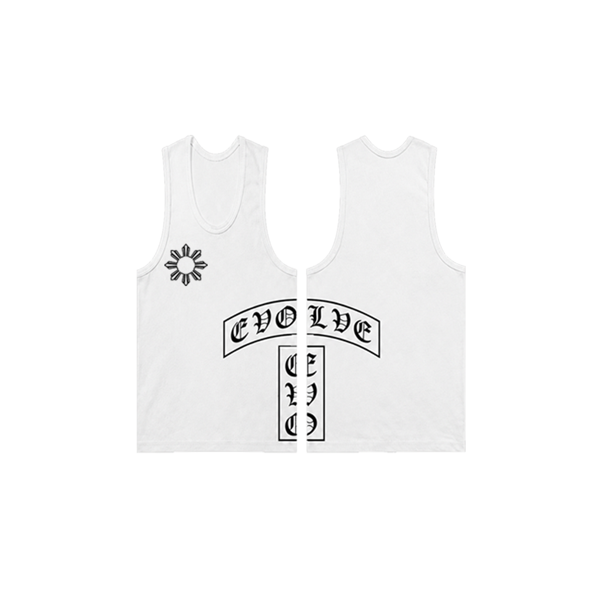 WHITE TANK TOP - SIDE PRINT (BLACK)