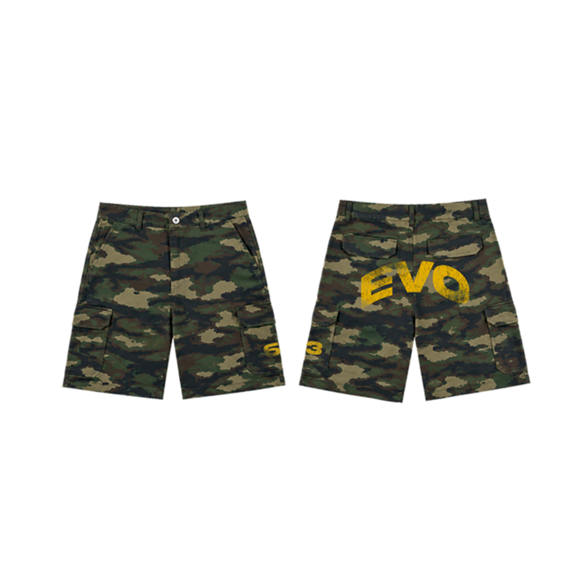 CAMOU SHORT - BACK PRINT (YELLOW)