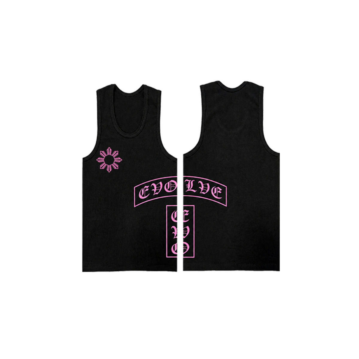 BLACK TANK TOP - SIDE PRINT (PINK)