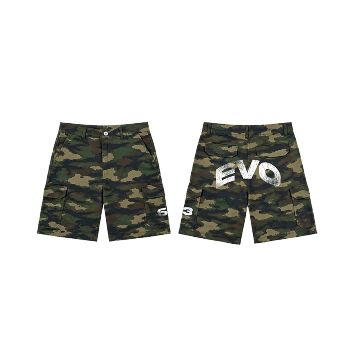 CAMOU SHORT - BACK PRINT (WHITE)