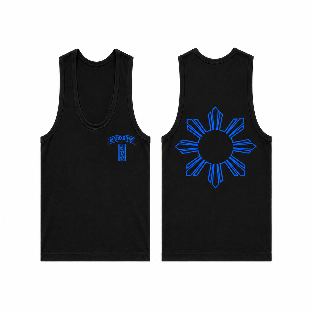BLACK TANK TOP - SUN (BLUE)